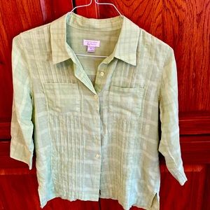 Christopher Banks airy blouse (S) &Coldwater Creek tank (M.). Chartreuse green